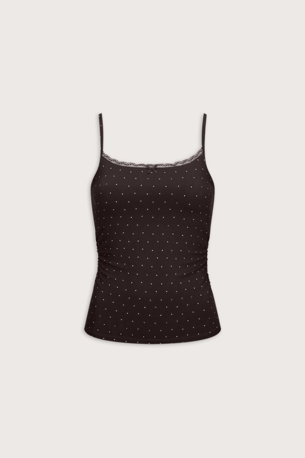 Lace Trim Pyjama Tank - Americano Polka Dot