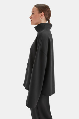 SoftSmart Funnel Neck Sweatshirt - Black