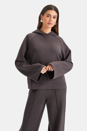 SoftSmart Flared Sleeve Hoodie - Cocoa