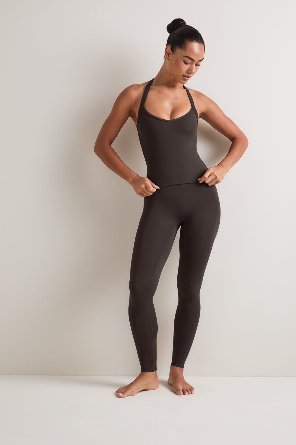 SoftSet V Neck Halter Tank - Americano