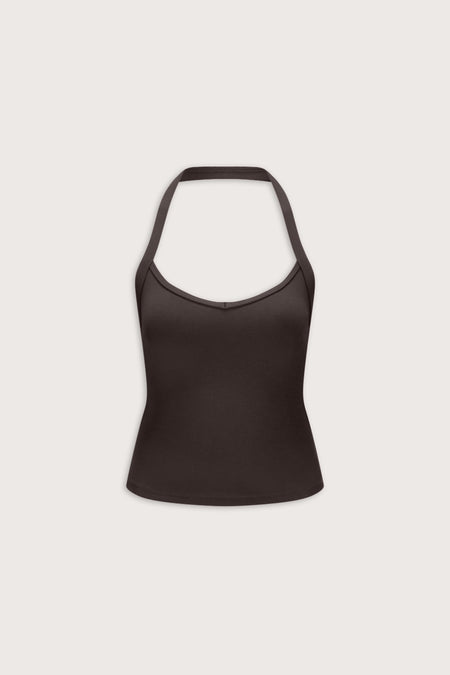 SoftSet V Neck Halter Tank - Americano
