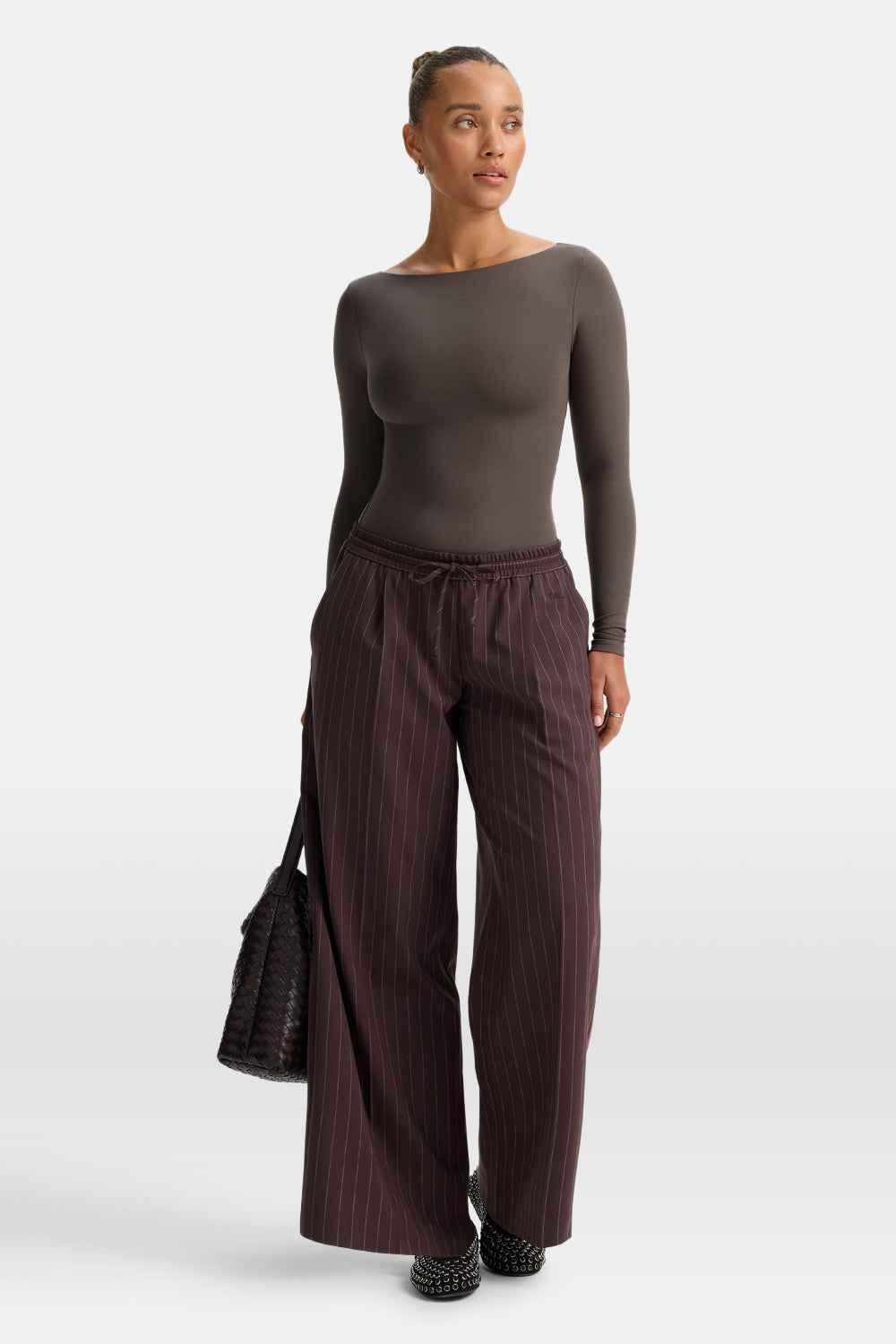 365 Boat Neck Long Sleeve Top - Mocha Brown