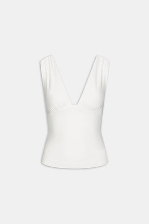 365 Plunge Neckline Top - Coconut Milk