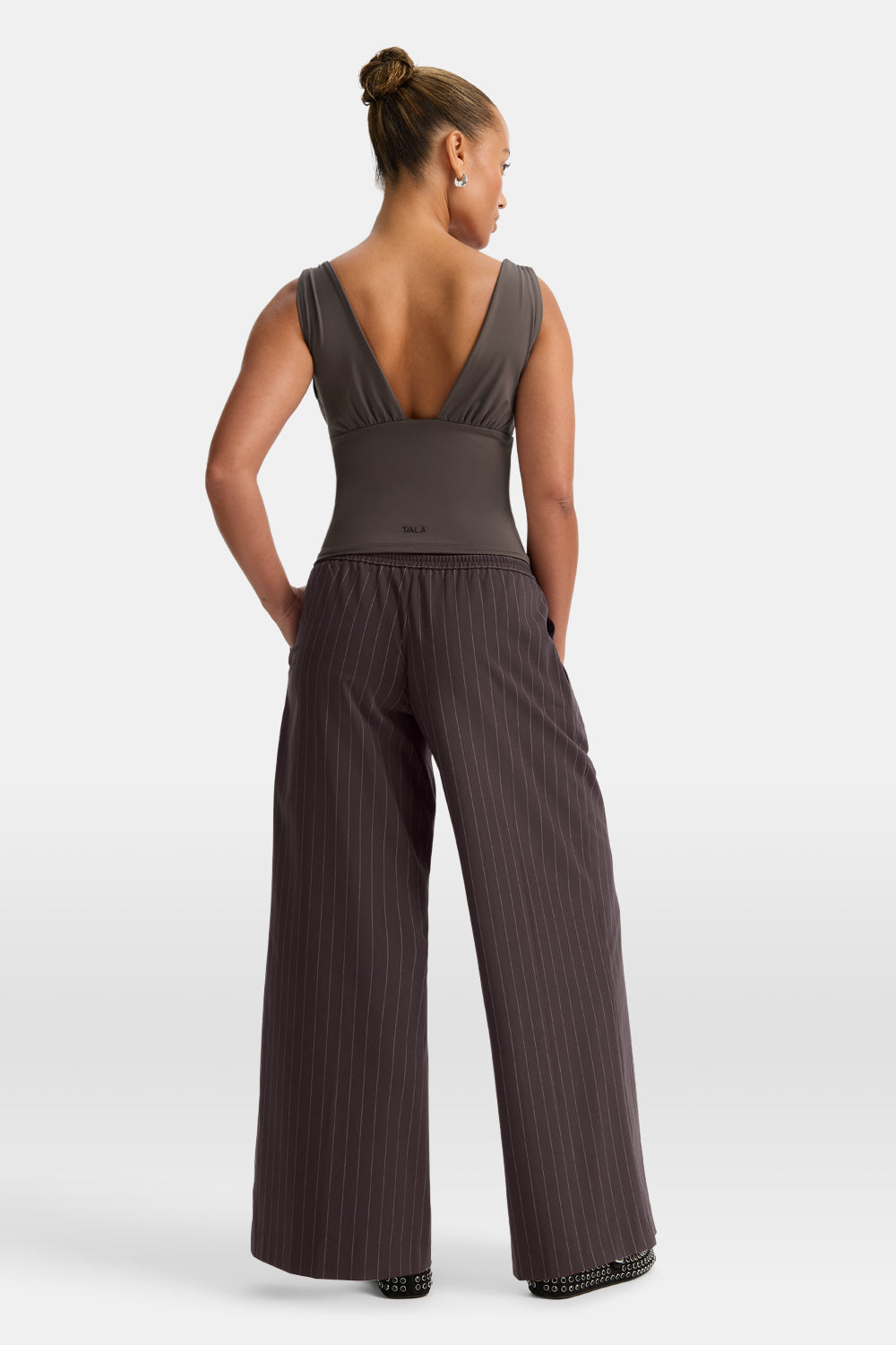 365 Plunge Neckline Top - Mocha Brown