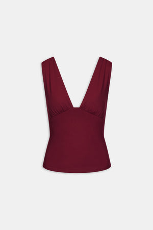 365 Plunge Neckline Top - Port Red