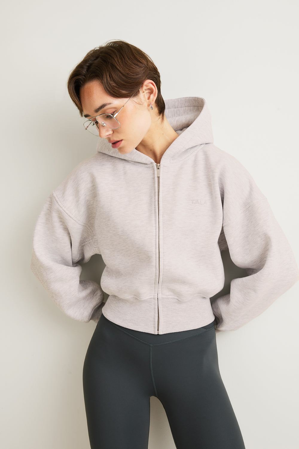 Cocoon Zip Through Hoodie - Oat Marl