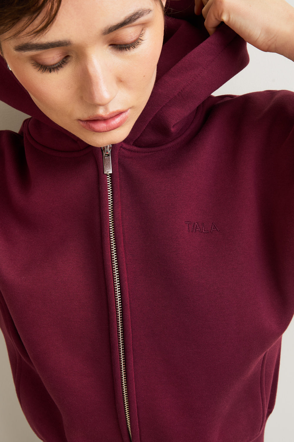 Cocoon Zip Through Hoodie - Port Red