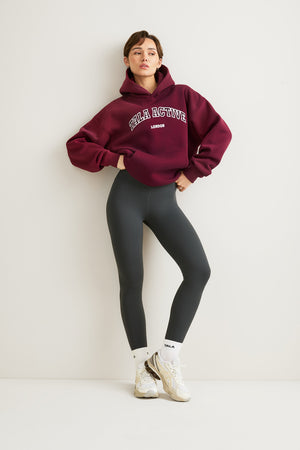 TALA Applique Oversized Hoodie - Burgundy
