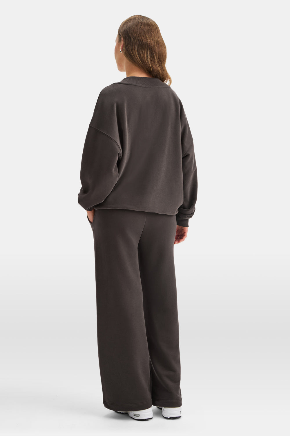 Oversized V Neck Sweatshirt - Deep Taupe