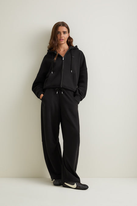 Oversized Cocoon Zip Through Hoodie - Vintage Black