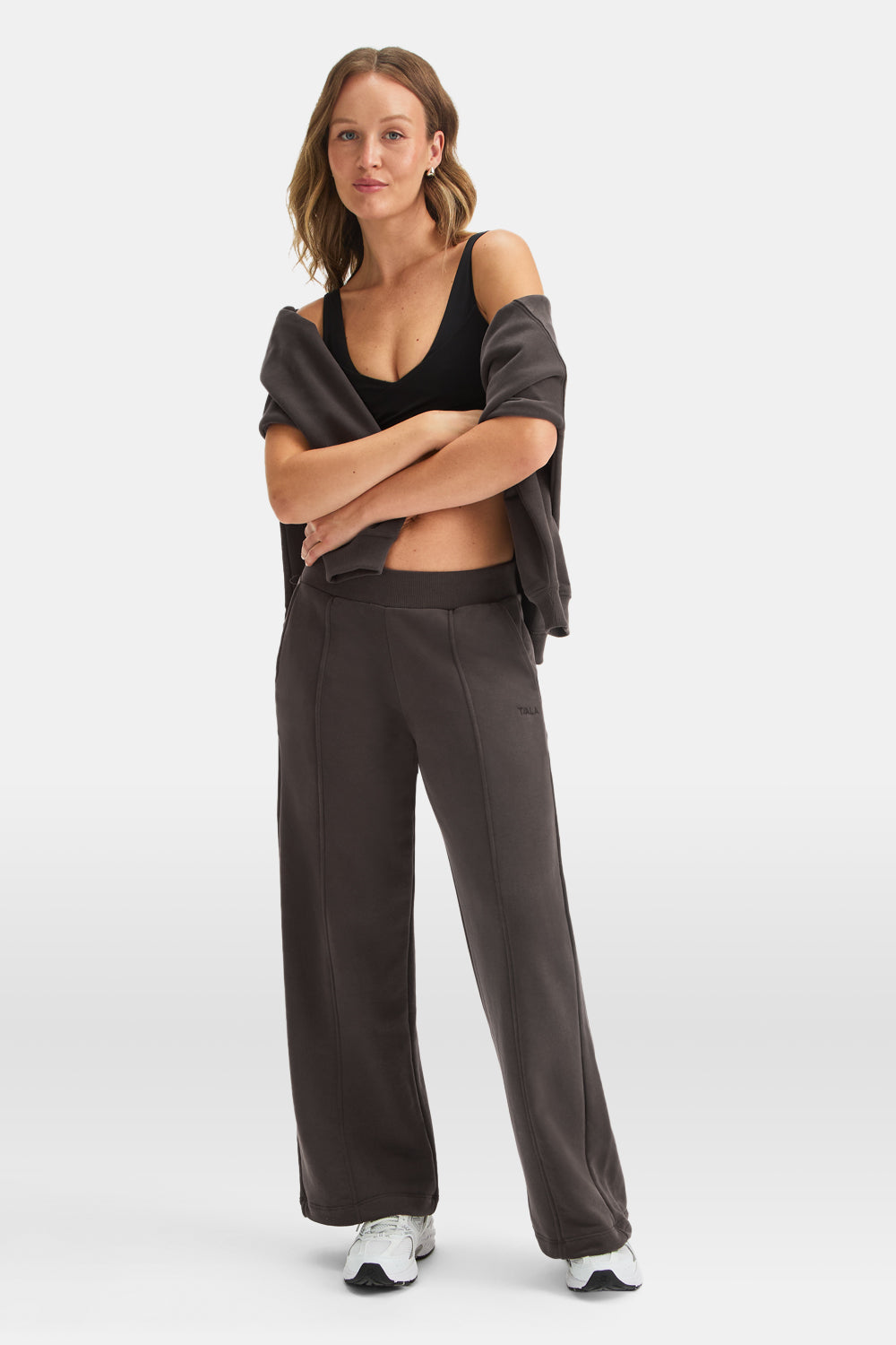 Pintuck Wide Leg Jogger - Deep Taupe