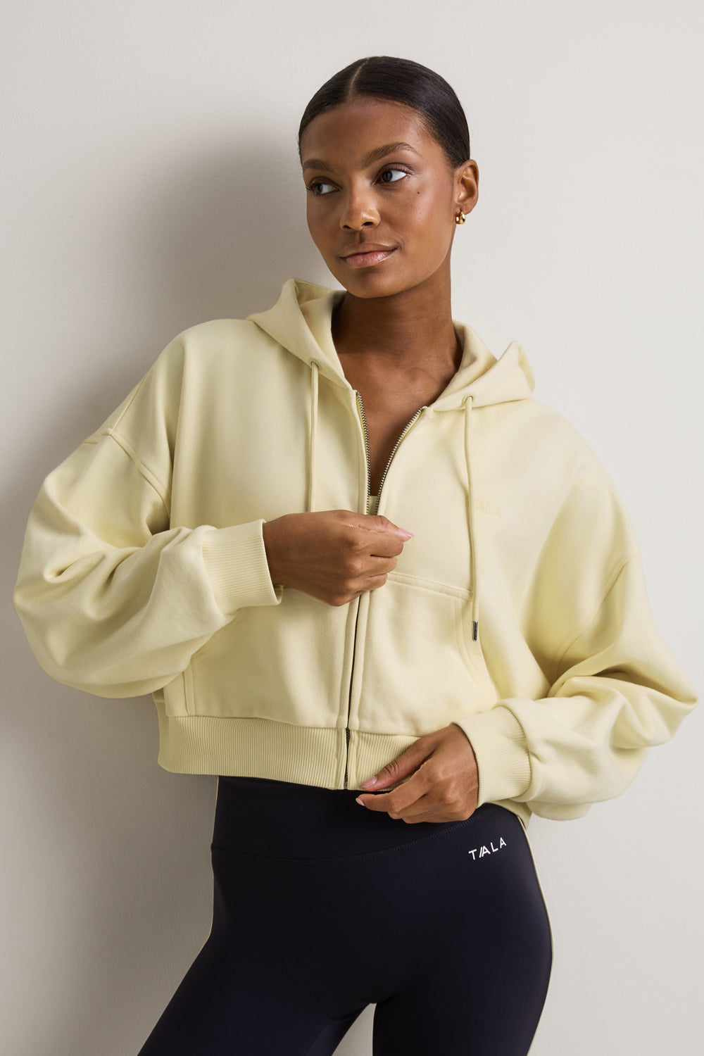 Slouchy Cocoon Zip Through Hoodie - Lemon Yellow