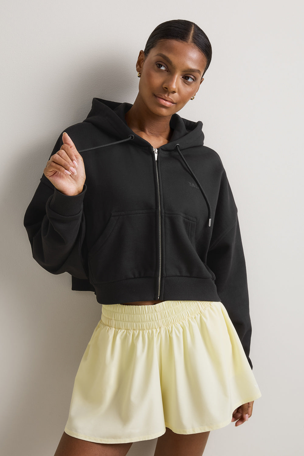 Slouchy Cocoon Zip Through Hoodie - Shadow Black – TALA