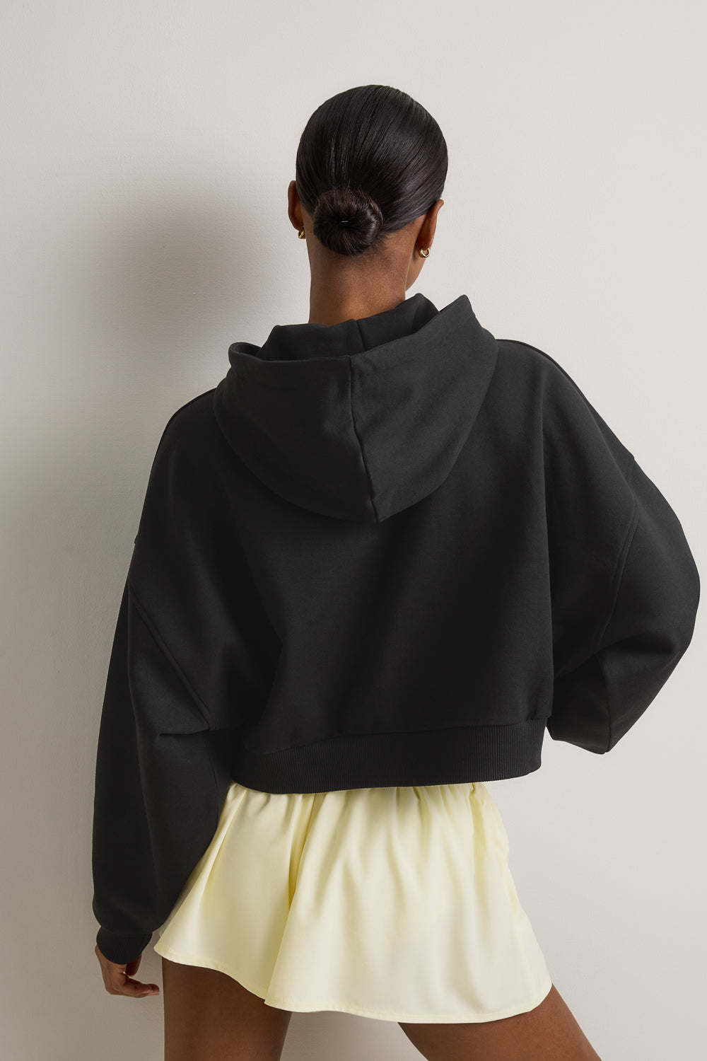 Relaxed Cotton Cocoon Hoodie - Shadow Black