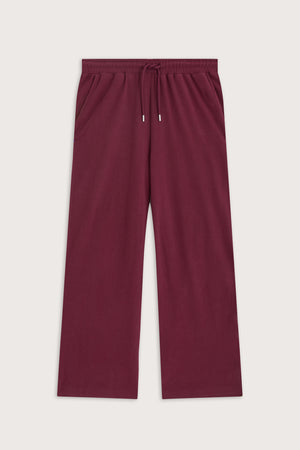 Plush Wide Leg Jogger - Cranberry