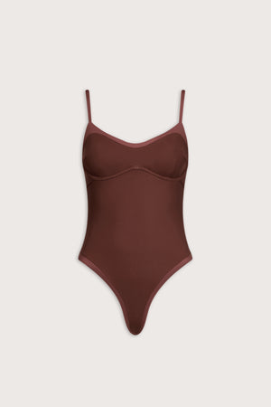 Contrast Underwired Swimsuit - Deep Rust