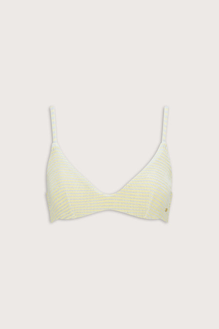 Crinkle Scoop Underwired Bikini Top - Blue / Yellow