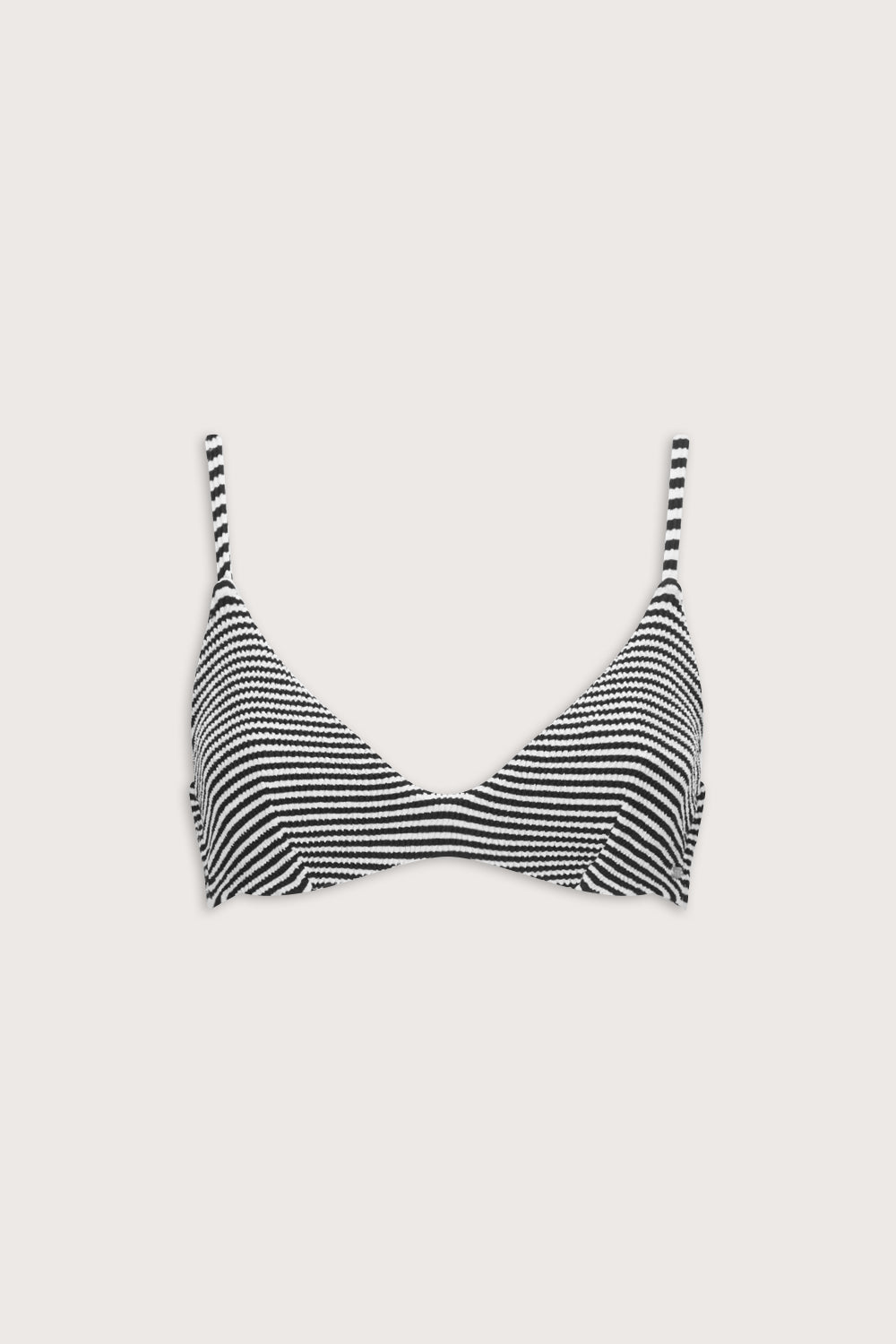 Crinkle Scoop Underwired Bikini Top - Ivory / Black