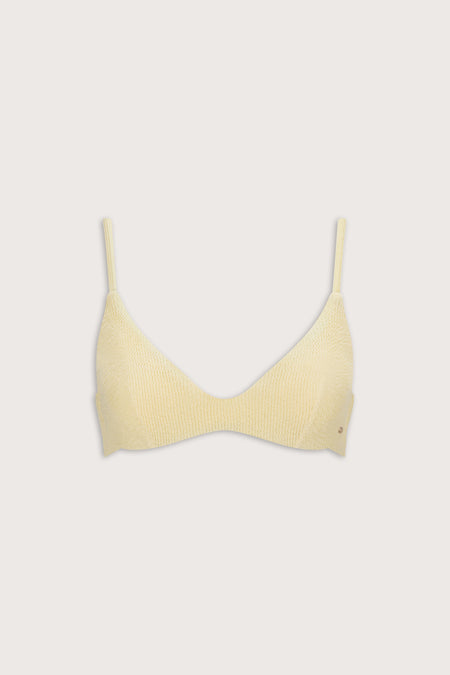 Crinkle Scoop Underwired Bikini Top - Lemon Yellow