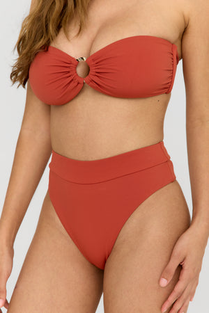 Tierra High Waisted Cheeky Bikini Brief - Rust Orange