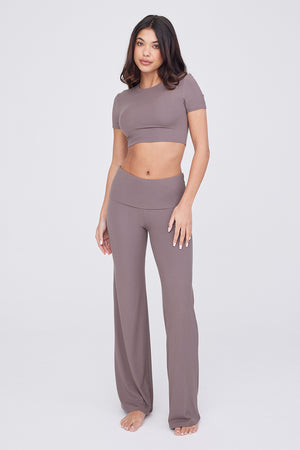 365 Sculpting Lounge Flared Trousers - Mocha