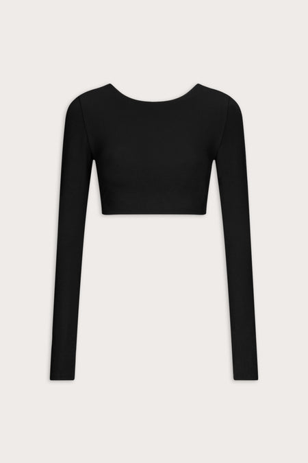 Multiway Long Sleeve Tie Top - Shadow Black