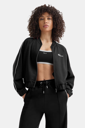 Contrast Piping Track Jacket - Shadow Black