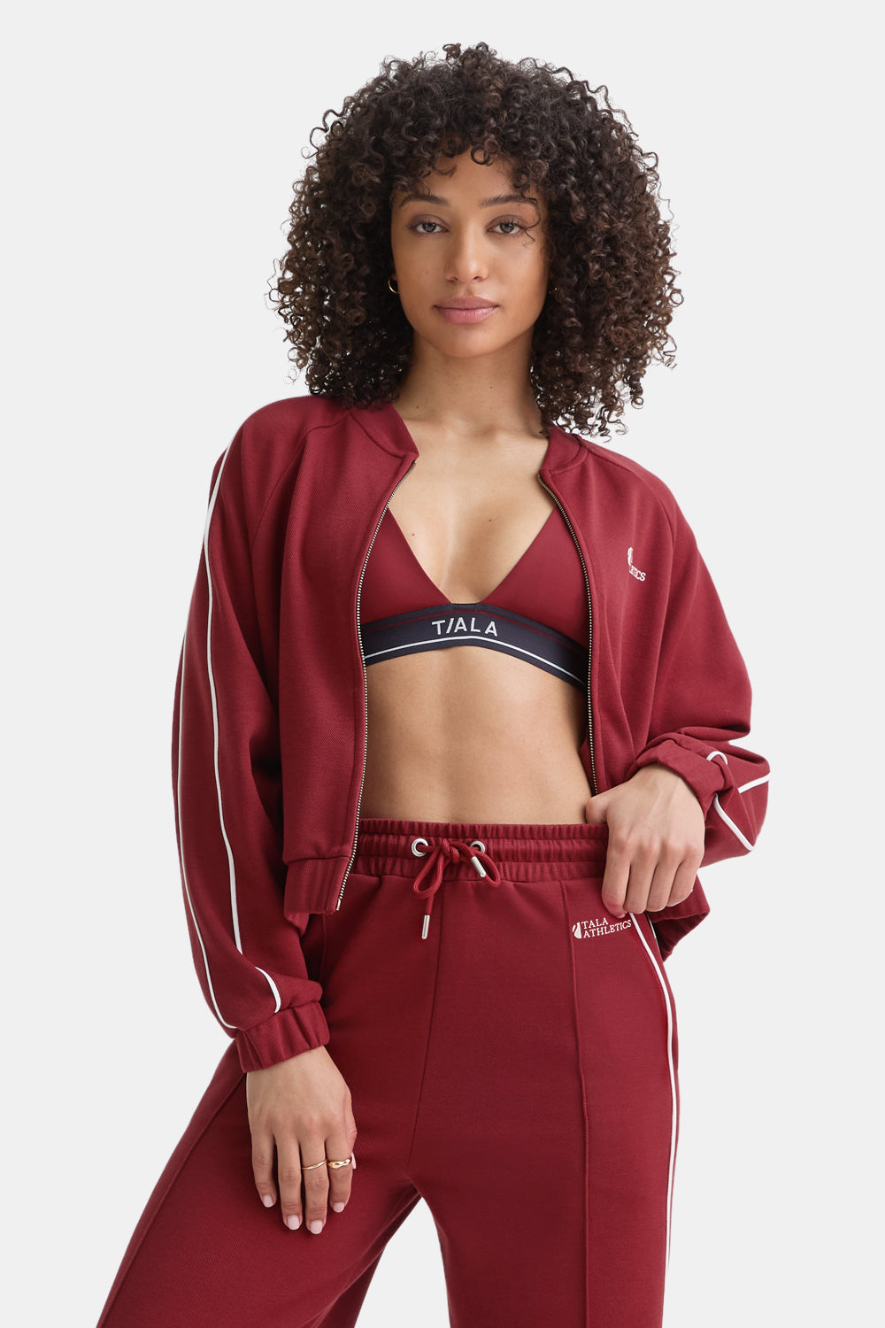 Contrast Piping Track Jacket Vintage Red - Main Image