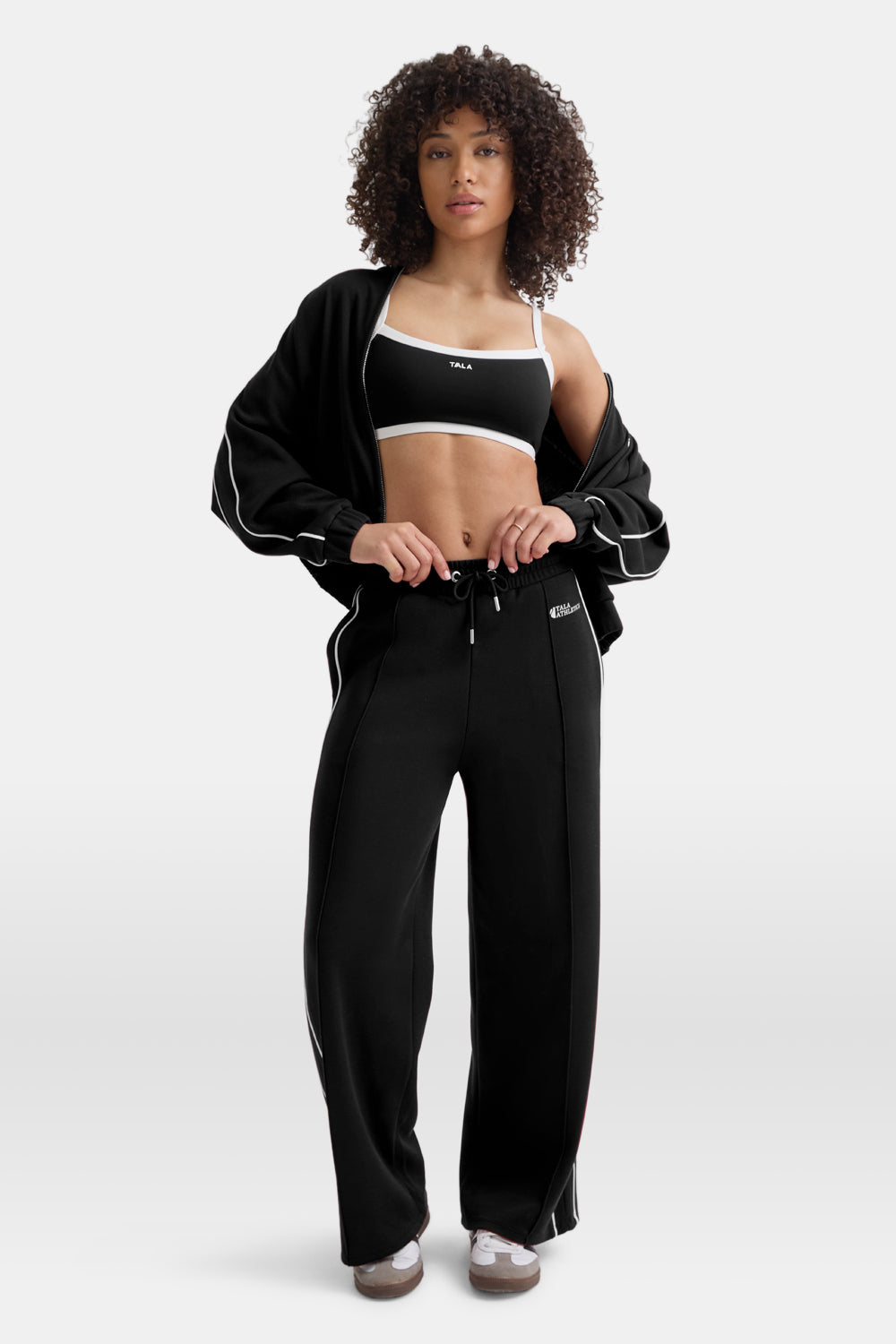 Contrast Piping Track Pant - Shadow Black
