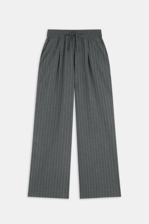 Everyday Tailoring Drawstring Trousers - Charcoal Grey Stripe