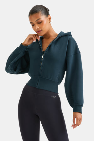 Cocoon Zip Through Hoodie - Teal