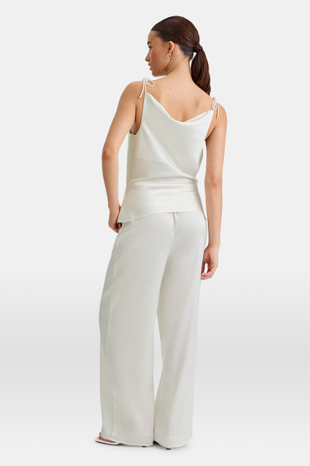 Silky Cowl Neck Top - Diamond White