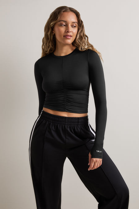 UltraLite Ruched Long Sleeve Top - Black