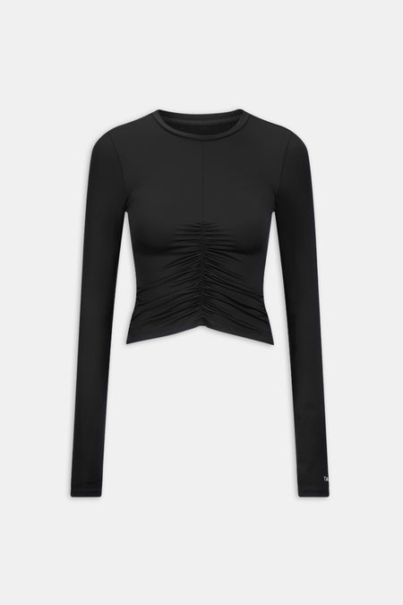 UltraLite Ruched Long Sleeve Top - Black