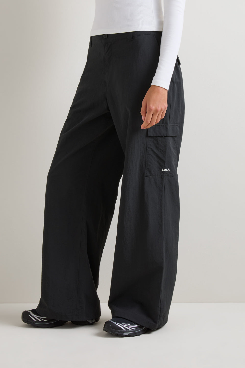Wide Leg Adjustable Cargo Trouser - Black