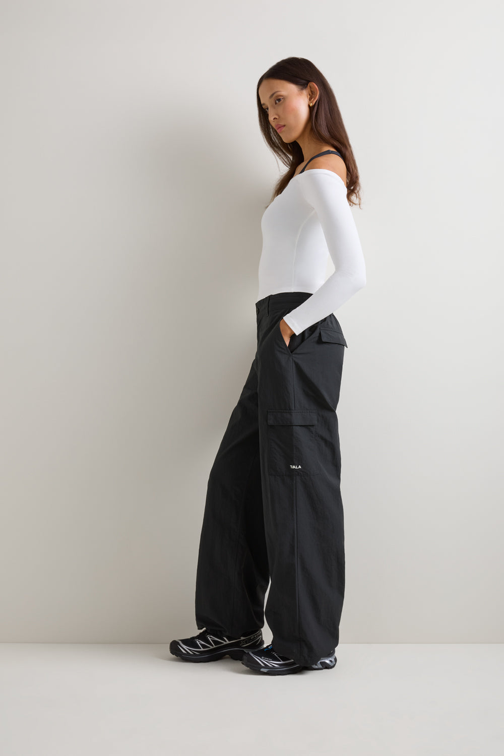 Wide Leg Adjustable Cargo Trouser - Black