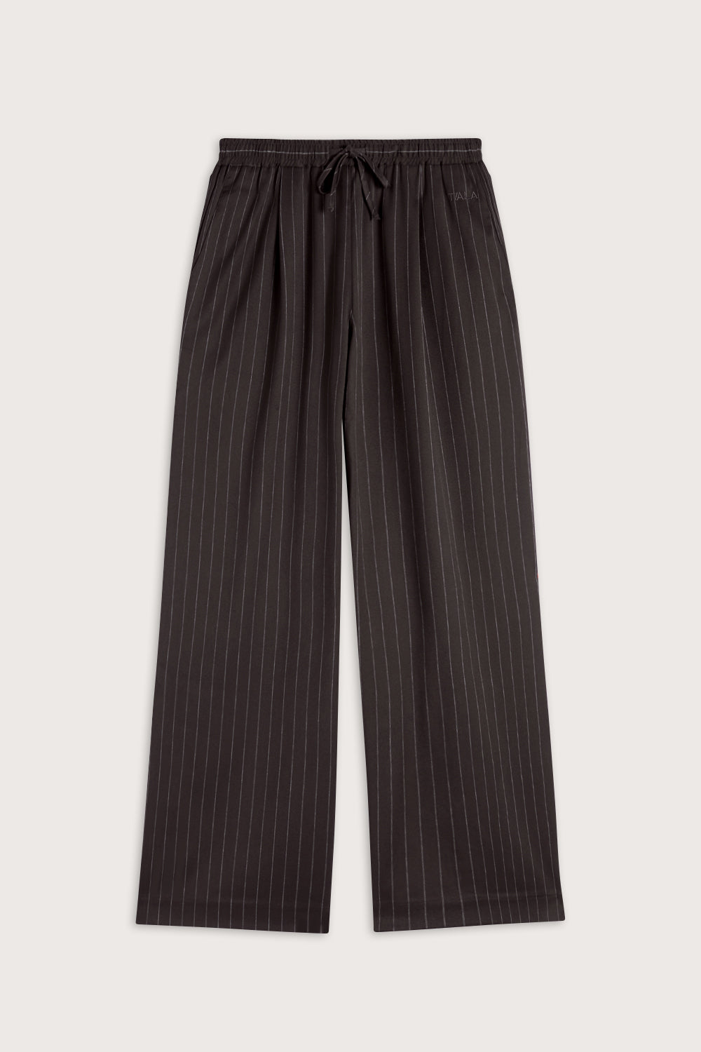 Drawstring Wide Leg Trousers - Americano Stripe
