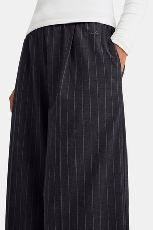 Everyday Tailoring Drawstring Trousers - Charcoal Grey Stripe