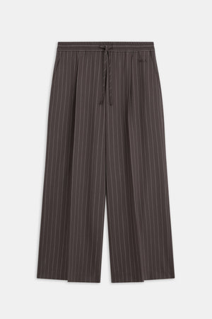 Everyday Tailoring Drawstring Trousers - Mocha Brown Pinstripe