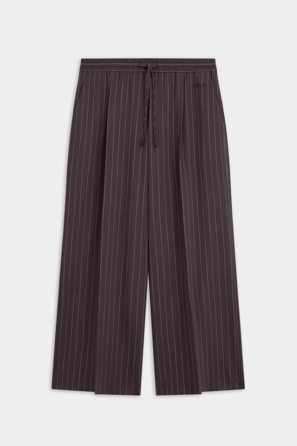 Everyday Tailoring Drawstring Trousers - Mocha Brown Pinstripe