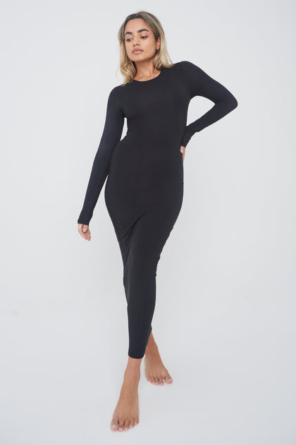Long black bodycon maxi dress cheap
