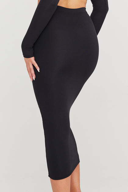 365 BODYCON MIDI SKIRT SHADOW BLACK TALA