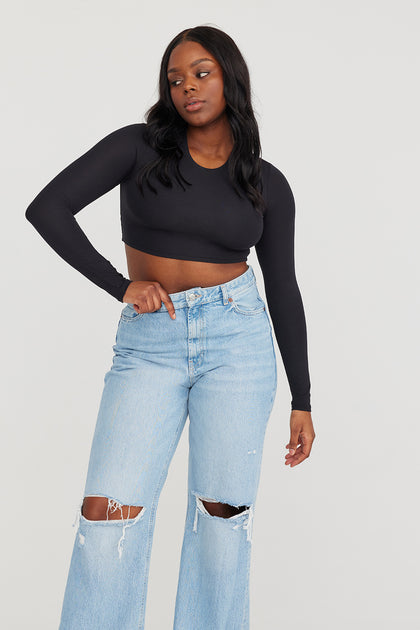 365 LONG SLEEVE CROP TOP SHADOW BLACK TALA