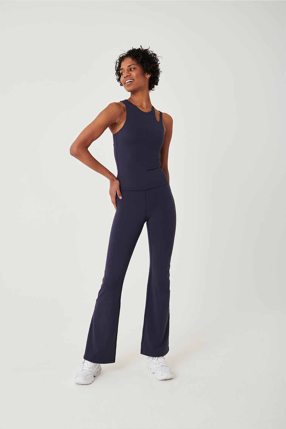 SkinLuxe Built-In Support Cut Out Shoulder Vest - Navy