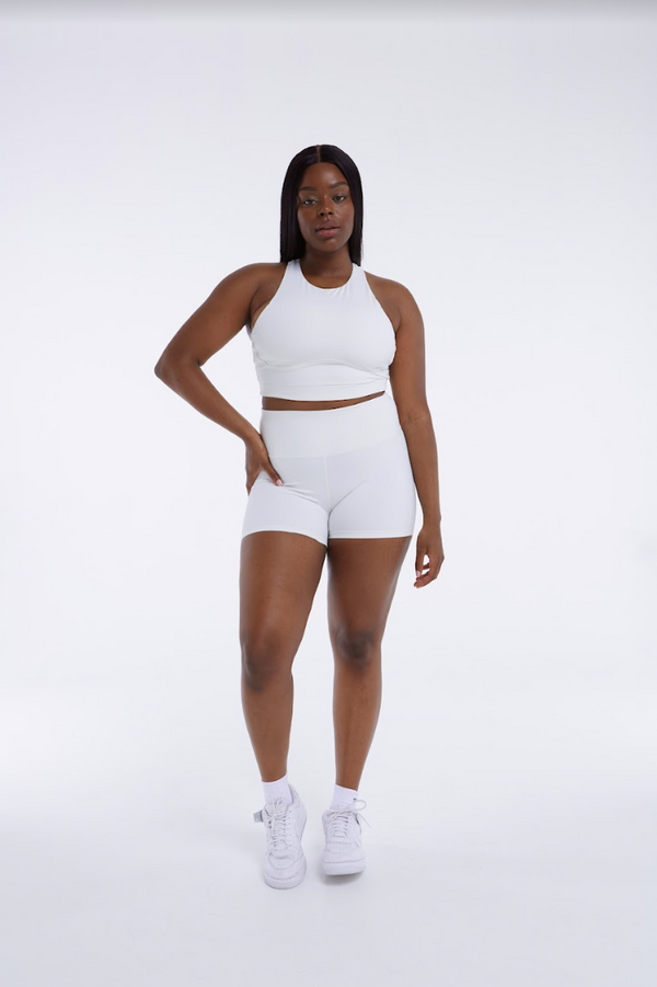 SKINLUXE HIGH WAISTED TRAINING SHORTS - COCONUT MILK