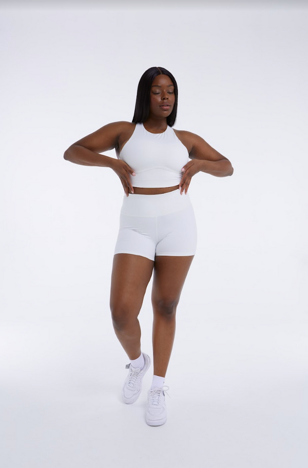 SKINLUXE HIGH WAISTED TRAINING SHORTS - COCONUT MILK
