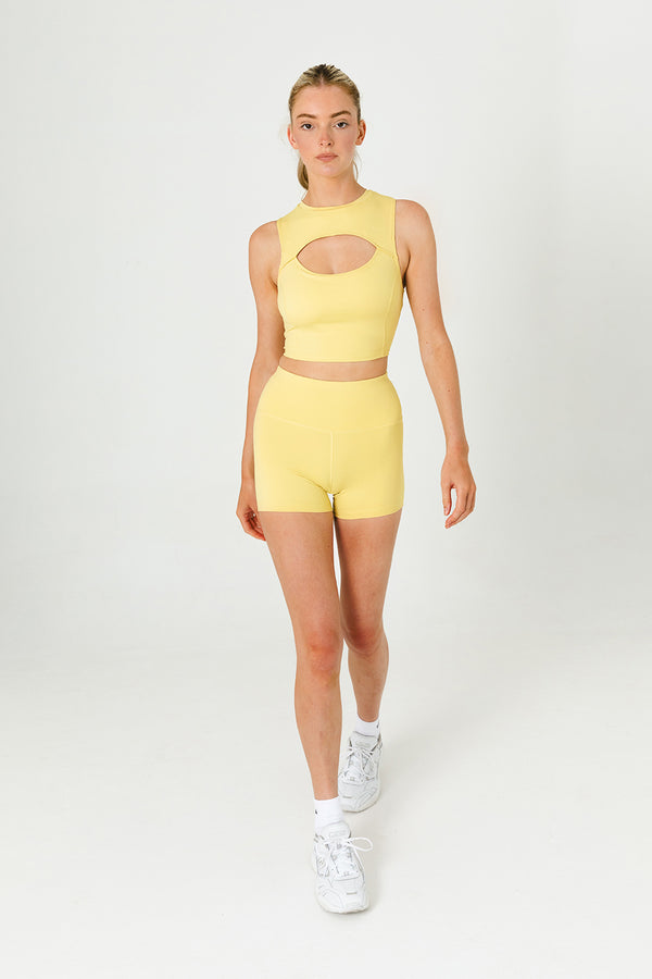 SKINLUXE BUILT-IN SUPPORT CROP CUT OUT VEST - BUTTER YELLOW