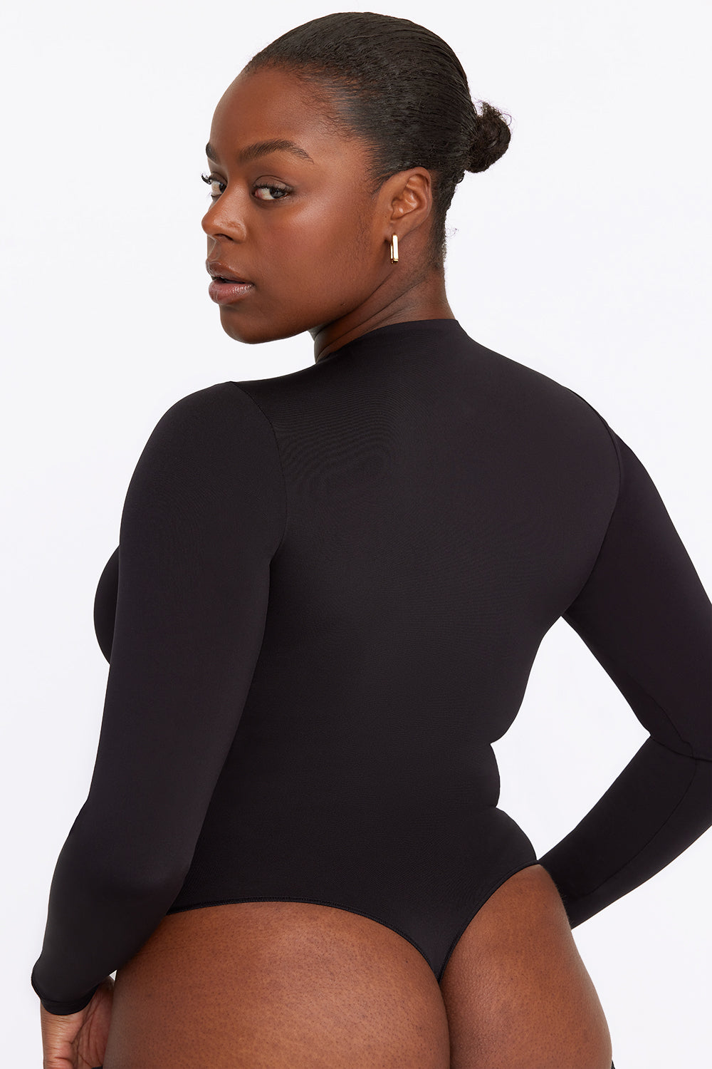 365 SECOND SKIN MOCK NECK LONG SLEEVE BODYSUIT - SHADOW BLACK – TALA