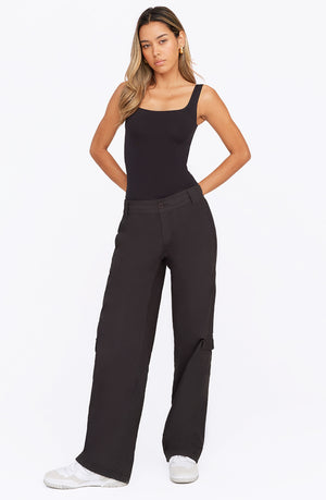 365 SECOND SKIN SCOOP NECK BODYSUIT - SHADOW BLACK