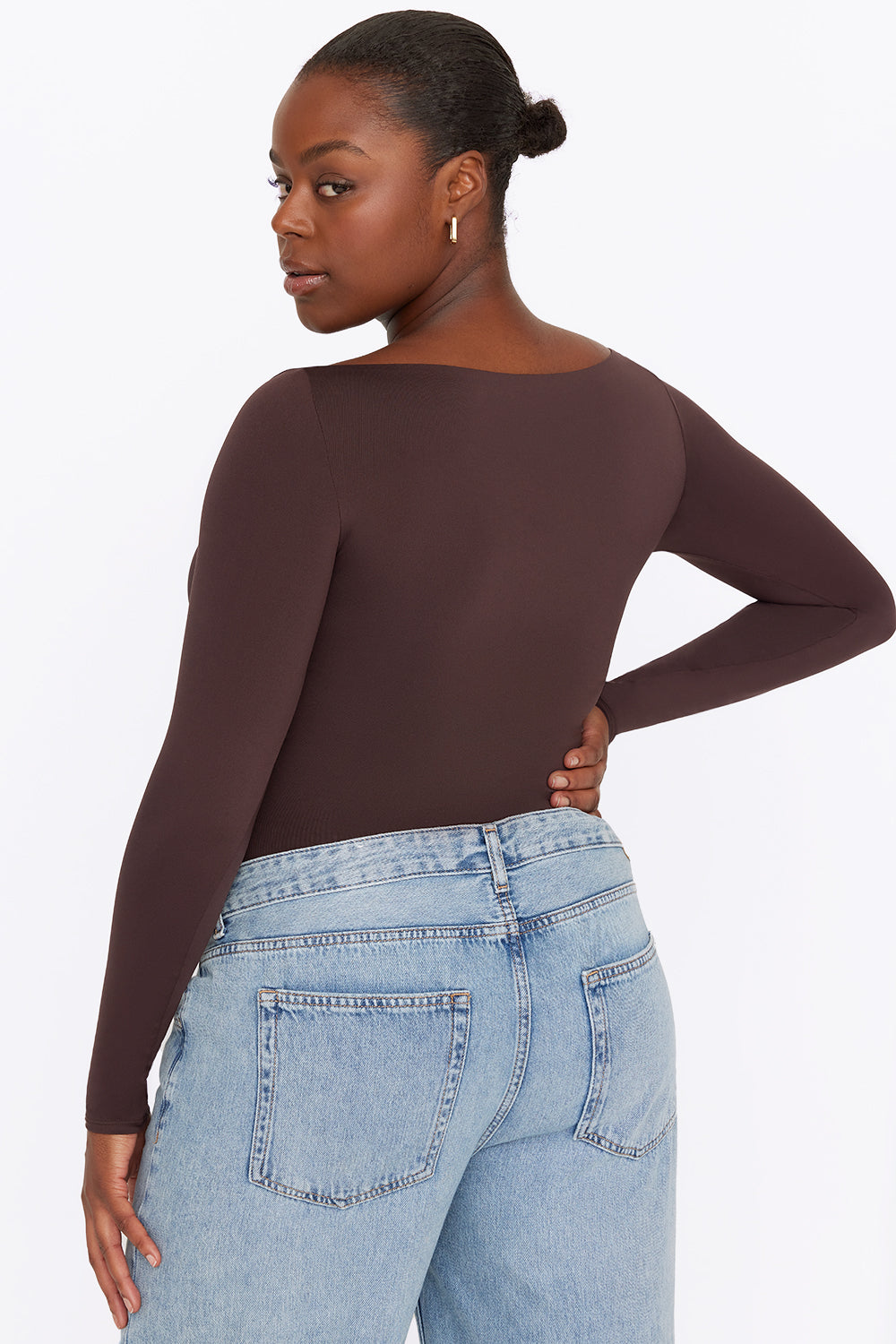 365 SECOND SKIN BOAT NECK LONG SLEEVE TOP - ESPRESSO – TALA